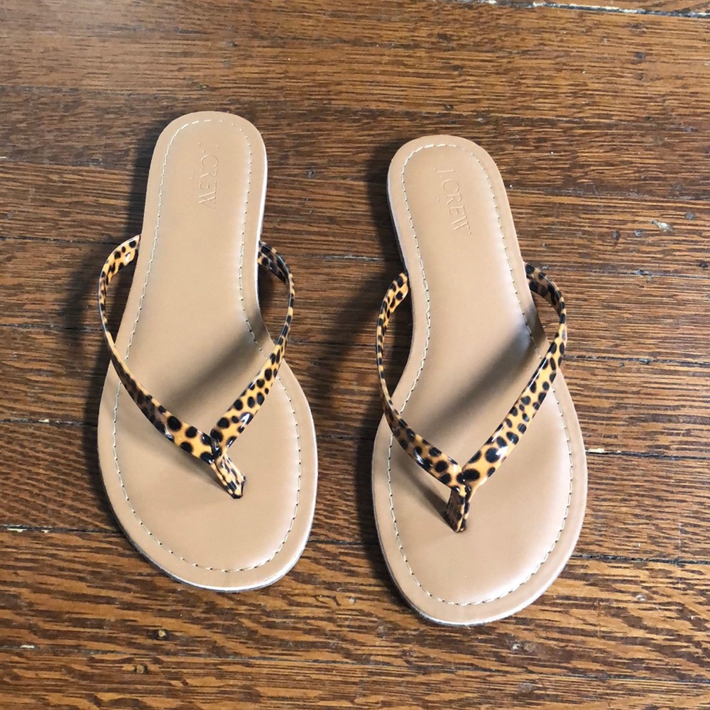 J Crew leapord thong sandals - like new, only worn once